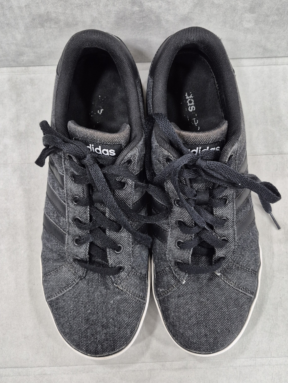 Adidas sneakers men's 11 black denim 3 stripes F76263 - Picture 2 of 9